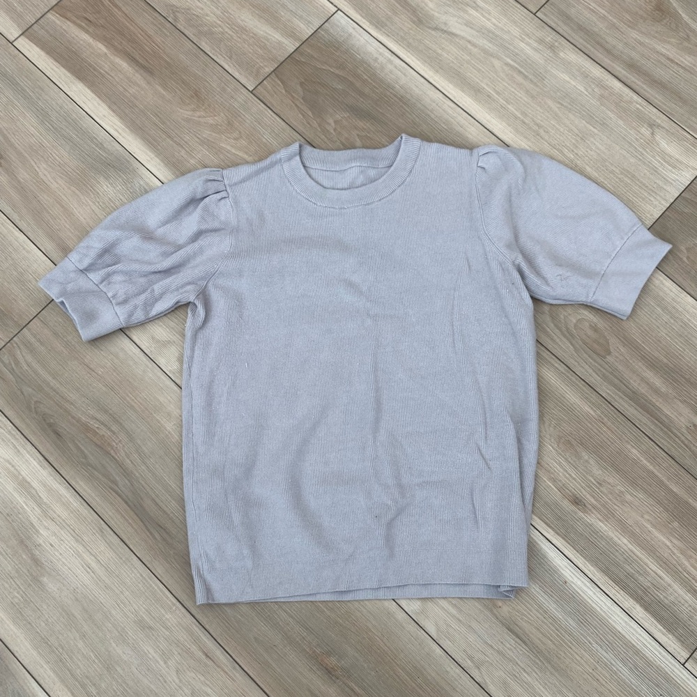 Womens Gray puff Sleeve Sweater